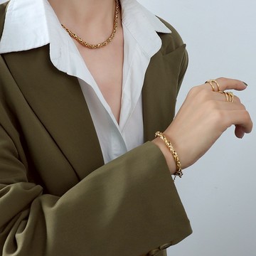 𝐃𝐔𝐒𝐇𝐀.𝐬𝐭𝐞𝐞𝐥︴純鋼項鍊 雙麻花粗鏈鎖骨項鏈 歐美粗鏈．2色－杜莎鋼飾