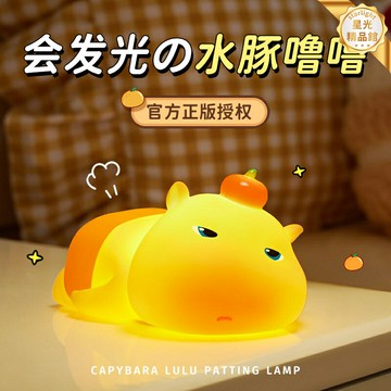 【治癒萌寵】水豚小夜燈 拍拍燈 硅膠夜燈 生日禮物 聖誕禮物 女生禮物 閨蜜禮物 創意禮物 柔光伴睡 觸控調光 可愛實用