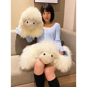 進口澳洲羊毛皮抱枕可愛創意公仔毛絨小羊兩用真皮草動物玩偶靠墊