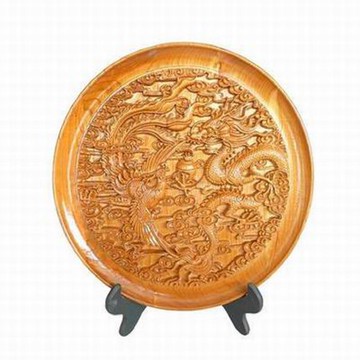 【桃木龍鳳鏡-浮雕龍鳳-盤徑30cm-1款/組】肥城天然桃木八卦鏡龍鳳呈祥擺件木雕掛件家庭和睦-30041