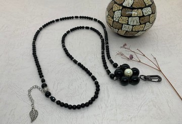 識別證手機等多用途掛鍊/項鍊款/小香風系列 - 黑