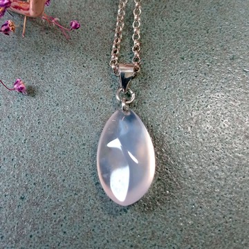 造型設計玉墜 粉玉髓/花瓣項鍊 簡單好搭 雙面配戴