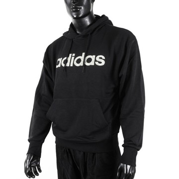 Adidas 愛迪達 M B Lin Ft Hd [JZ7820] 男 長袖上衣 休閒長袖 黑 大學T 居家 日常