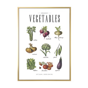 有機蔬菜集 海報 壁飾  59.4 x 42cm  金色