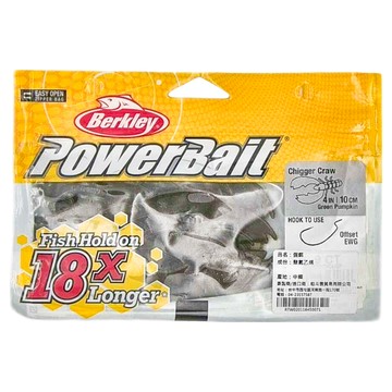 Berkley 貝克力 Chigger Craw 自進蝦 軟蟲 路亞 軟蝦 PBBCHC4-GP 4吋  Green Pumpkin  1包