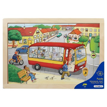 beleduc 框架拼圖 城市 木製拼圖玩具 適合3歲以上兒童  24片  1組