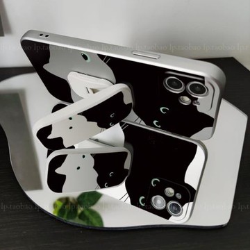適用銀色黑貓OPPO Findx2/5/6/Reno8pro+/9/10手機殼R15/A96/97/98折疊K7/K10支架11X/4/32