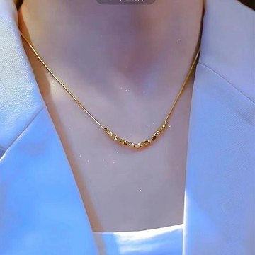 臺灣/✨項鏈八方來財不掉色項鍊女款簡約小方塊小衆高級感鈦鋼不掉色鎖骨鏈女