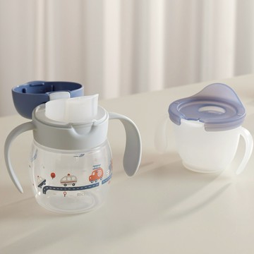 【安琪兒婦嬰百貨】Richell利其爾 TLI 第四代入口式直飲學習水杯組 (深藍車)