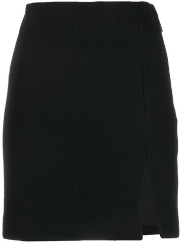 MSGM - wool side slit skirt - women - Virgin Wool/Nylon - 44 - Black