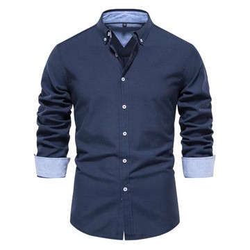 男式襯衫休閑百搭時尚純色長袖上衣Men's shirt casual versatile