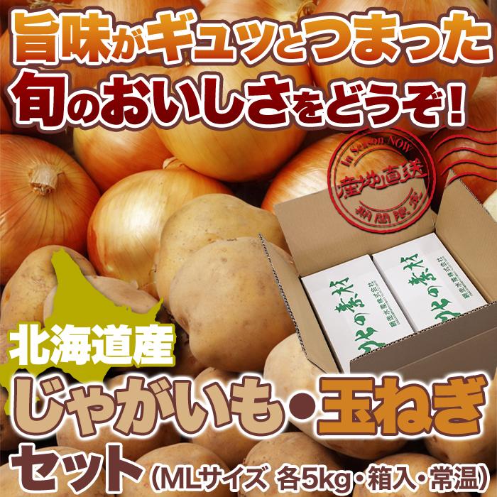 (送料込卸価格)　産地直送！！北海道産 じゃがいも・玉ねぎ詰め合わせ (MLサイズ各 5kg・箱入・常温)