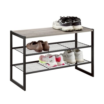 Hampton 漢汀堡 多功能置物收納鞋櫃 穩固五金結構 開放式設計  鐵網 黑色  1個