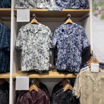 日單男女裝混紡印花開領襯衫休閑短袖襯衣薄外套473061/473060