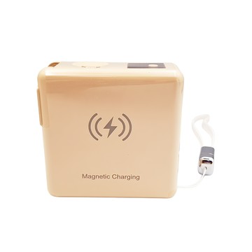 YOGEMDI 9代行動電源 自帶線 PD快充 15W磁吸無線 可充蘋果手錶  KP-Super9  奶茶色