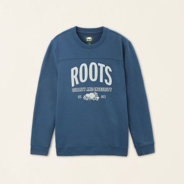 【Roots】男裝- 休閒生活系列 有機棉刷毛布圓領上衣 藍色12E