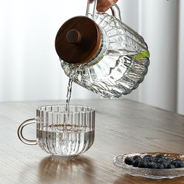 FOREVER 高硼硅耐熱玻璃直條紋水杯4入組