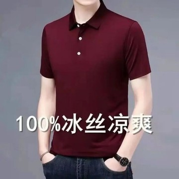 專櫃正品夏季短袖t恤男冰絲涼爽中青年翻領純色polo衫高檔修男裝