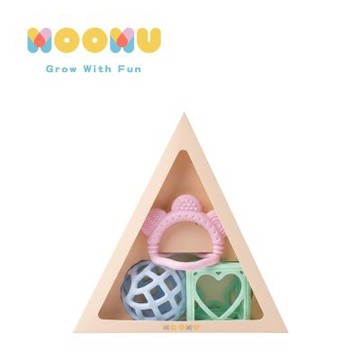 MOOMU 馬卡龍香草軟積木 感官遊戲球 固齒器三件組