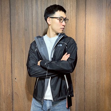 美國百分百【The North Face】連帽 風衣外套 TNF 北臉 夾克 防風防水透氣 輕量 夜光 黑色 AS50