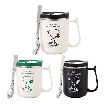【優貝選】SNOOPY 史努比 304不鏽鋼 附茶隔 湯匙 咖啡杯/辦公杯/馬克杯480ML
