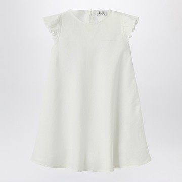 White linen dress with ruffles