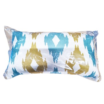 棉麻舒適長型抱枕 腰靠枕 布套可拆洗  29 x 47.5cm  藍綠圖騰 白色