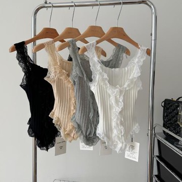 認真賣 氧氣蘇打蕾絲無袖背心女夏季新款純欲風針織衫上衣外搭