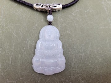 【親翠】天然翡翠 白冰正裝慈眉善目觀音 佛系