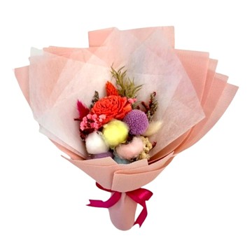 A-ONE 匯旺 彩棉紅索拉玫瑰花紫色大球花繡球花永生花束  混合色