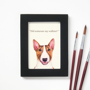 狗狗畫像 臥房餐廳掛畫 寵物水彩複製畫 裝飾畫  愛狗禮物斗牛㹴