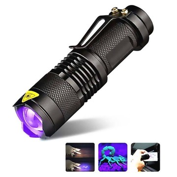 快速出貨 台灣現貨【小明淘家】特惠包郵 HBU紫光驗鈔強光led防水手電筒紫外線燈熒光劑專用檢測燈測試伸縮led藍光防偽照明燈 現