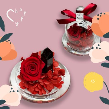 母親節快樂💋【C happy】玫瑰永生花禮+ 永生繡球花+茶晶_玻璃盅花禮_擺放辦公桌/餐桌首選