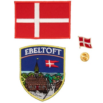 帽子衣服褲子DIY修補貼 三件組埃伯爾措夫特地標 + 丹麥國旗刺繡+ 別針 熨燙貼章 熨燙貼 DIY 自黏膠個性修補丁貼 徽章