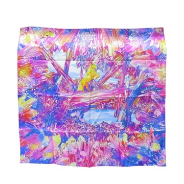 HERMES 愛馬仕 粉/紫/藍色 絲綢 La Vallee de Cristal Scarf 90 方巾 【二手名牌BRAND OFF】