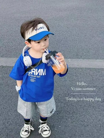 男童夏裝短袖t恤套裝2025新款洋氣一歲男寶寶夏季帥氣潮兒童衣服2【木屋雜貨】