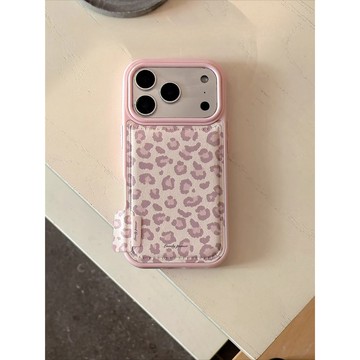 lulu|韓系粉紫豹紋皮紋手機殼 適用於iPhone17romax/蘋果16/17pro保護殼i15pro殼