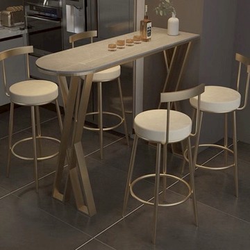 公司貨附發票 北歐簡約巖板小吧臺桌子家用輕奢北歐長條高腳桌椅組合客廳餐桌 快速出貨