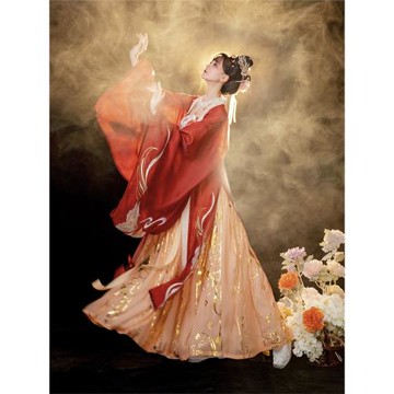 如夢霓裳漢服女唐制訶子裙大袖衫中國風非古裝秋季日常款洛月現貨