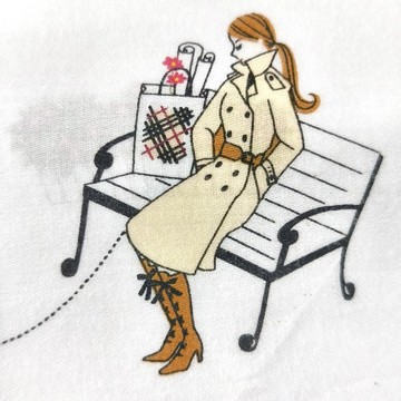 Burberry 復古手帕 女仕與雪納瑞犬 19 x 19 英吋