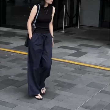 25500大愛美依緣2025夏季新款時尚無袖修身背心寬松垂感闊腿褲女