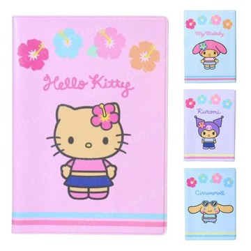小禮堂 Sanrio 三麗鷗 多功能護照套 (曬黑扶桑花款) Kitty 美樂蒂 酷洛米 大耳狗