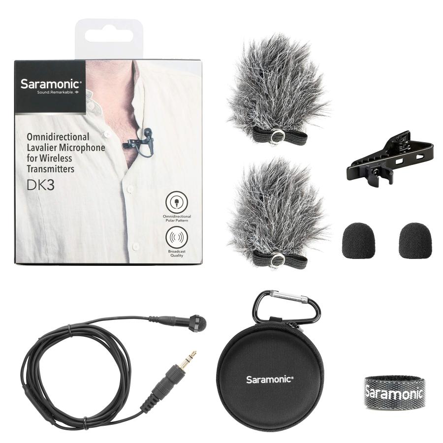 Saramonic Premium 4mm Omnidirectional Lavalier Microphone for Saramonic, Sennheiser, Rode, Azden, Nady, Senal, Boya ＆ More Wireless Transmitters ＆ R