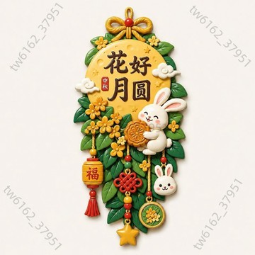 【臺灣有貨 可開票】【花好月圓】立體冰箱貼中秋節儀式感入戶門磁貼文創寓意裝飾貼