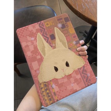 適用于ipad保護套air5/4/3書本式pro11平板殼2022可愛兔兔ipad10/9十代蠶絲紋2021全包10.2寸帶筆槽mini6蘋果