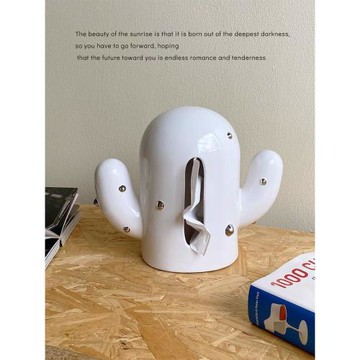 可愛仙人掌擦手紙巾盒客廳輕奢高檔餐巾紙盒陶瓷抽紙盒家用創意