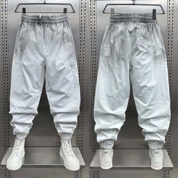 大碼300斤情侶夏季束腳運動褲漸變色休閑褲男長褲寬松哈倫九分褲