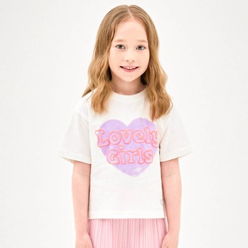 韓國 Jelispoon - 文字愛心短袖上衣-白