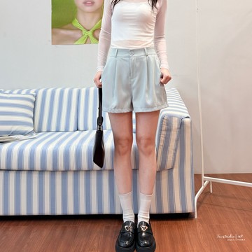 自訂款 西裝 短褲 半圈鬆緊腰 有口袋 西裝滑滑料 女生 女裝 褲子 FW美衣 W0014