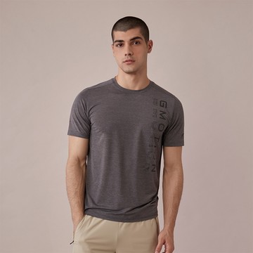 GIORDANO 男裝冰涼感印花上衣 G-MOTION系列 - 22 仿段彩中灰